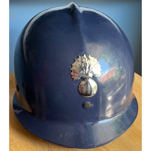 Vintage French Helmet Blue Plastic Gendarmerie Paramilitary Liner Straps - Picture 6 of 10
